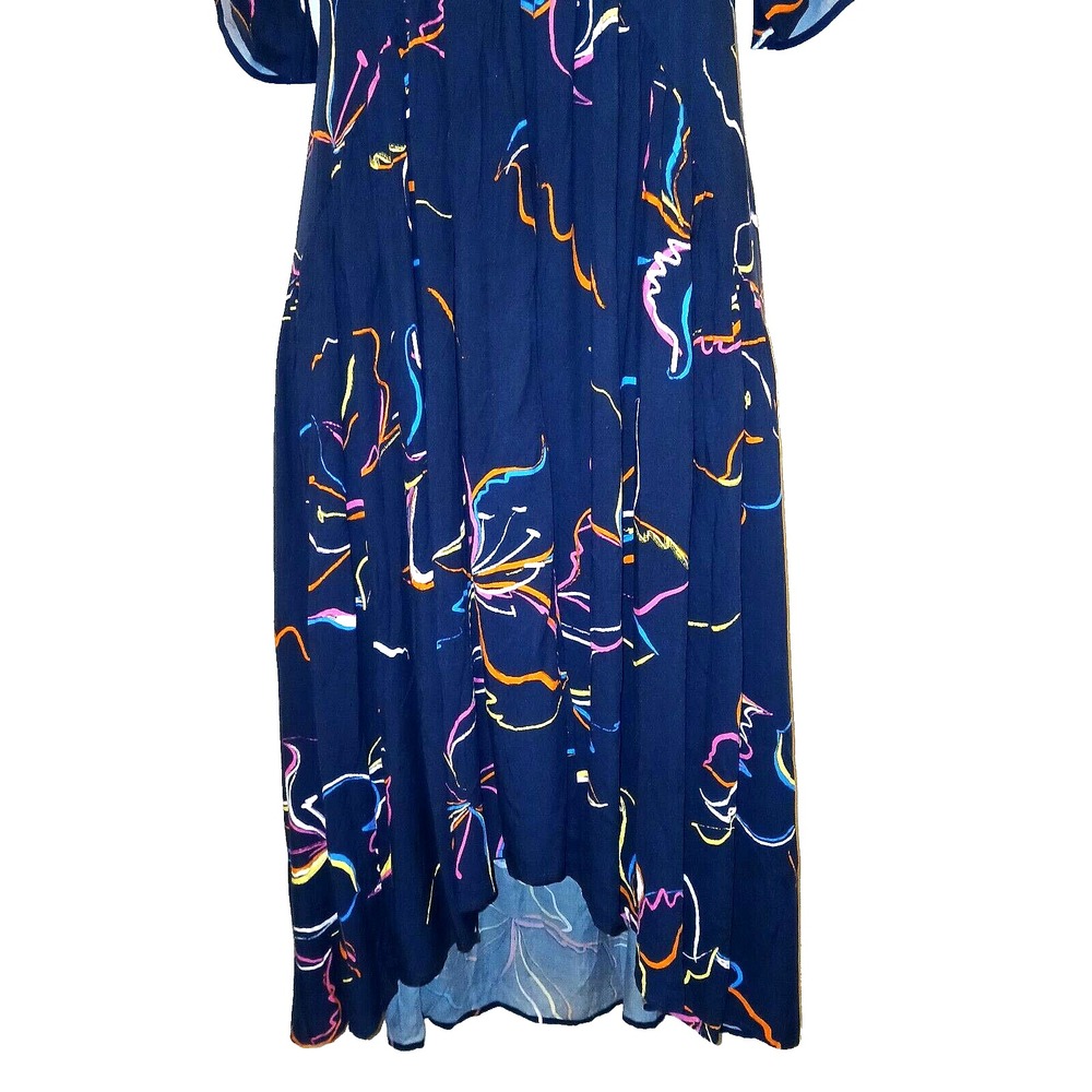 Avenue Val Print Women Maxi Dress 20 Blue Lily Flower Bohemian High Low Flowy - Picture 4 of 10